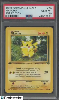 "Tcg 1999 Pokemon Jungle 1st Edition #60/64 Pikachu PSA 10 GEM MINT " - Image 1