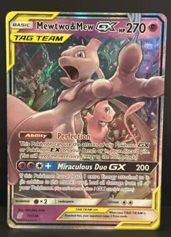 Pokemon Mewtwo & Mew GX 71/236 Holo Tag Team Ultra Rare Unified Minds LP - Image 1
