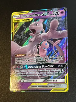 Pokemon Mewtwo & Mew GX 71/236 Holo Tag Team Ultra Rare Unified Minds LP - Image 3