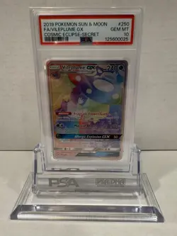 2019 Pokemon Vileplume GX Cosmic Eclipse #250 Full Art Rainbow PSA 10 GEM Mint - Image 1