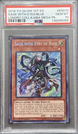2018 PSA 10 YUGIOH LCKC 1ST ED SECRET RARE SAGE WITH EYES OF BLUE 💎 - Image 1