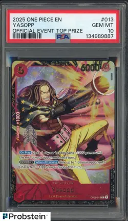 2025 One Piece EN Official Event Top Prize #013 Yasopp PSA 10 GEM MINT - Image 1