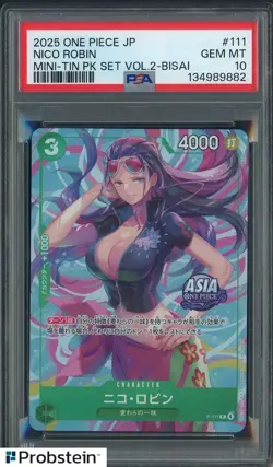 2025 One Piece JPN Mini-Tin Vol.2 #111 Nico Robin Bisai PSA 10 GEM MINT - Image 1