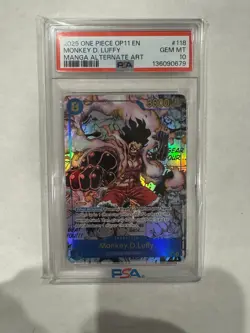2025 One Piece OP11 EN Manga Alternate Art #118 Monkey D. Luffy PSA 10 GEM MINT - Image 1