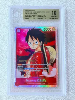 2022 One Piece MONKEY.D.LUFFY BGS 10 SUPER PRE-RELEASE ST01-012 STRAW HAT - Image 1