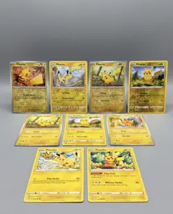 Pokemon TCG Pikachu Lot - 9 Cards - 151, Evolving Skies, - NM Reverse Holos. - Image 1