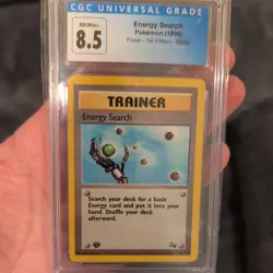 CGC 8.5 Energy Search (1st Ed.) Fossil 59/62 Pokemon Card - Image 1