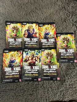 Dragon Ball Card Game FB08 Saiyan's Pride Sleeved Booster X7 Packs New Sealed - Image 1