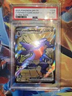 PSA 10 CYNTHIA'S GARCHOMP EX 215/182 SV10: DESTINED RIVALS 2025 POKEMON TCG - Image 1