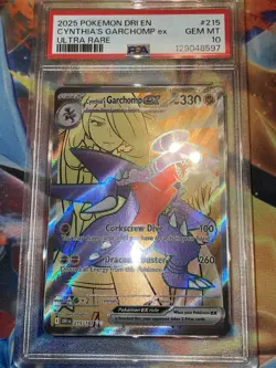 PSA 10 CYNTHIA'S GARCHOMP EX 215/182 SV10: DESTINED RIVALS 2025 POKEMON TCG - Image 2