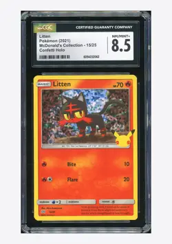 Pokemon CGC 8.5 Litten Confetti Holo 2021 15/25 McDonald's Collection ENG - Image 1