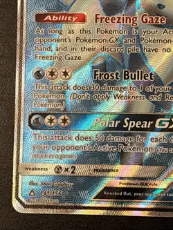 POKEMON Glaceon GX (Full Art) 141/156 Sm-Ultra Prism Holo Ultra Rare Full Art Nm - Image 5