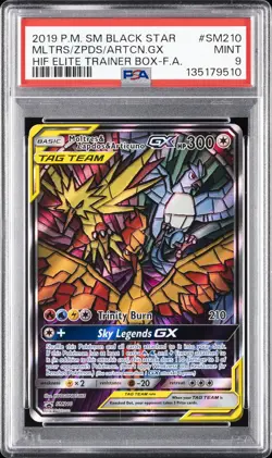 2019 POKEMON SM BLACK STAR PROMO FULL ART/MOLTRES & ZAPDOS & ARTICUNO GX PSA 9 - Image 1