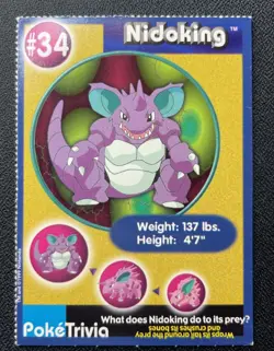 Nidoking #34 Poke Trivia Burger King Pokemon Card 1999 Nintendo MP/DMG - Image 1
