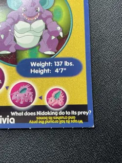 Nidoking #34 Poke Trivia Burger King Pokemon Card 1999 Nintendo MP/DMG - Image 4