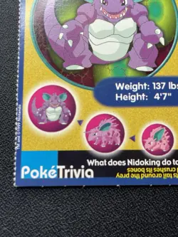 Nidoking #34 Poke Trivia Burger King Pokemon Card 1999 Nintendo MP/DMG - Image 5