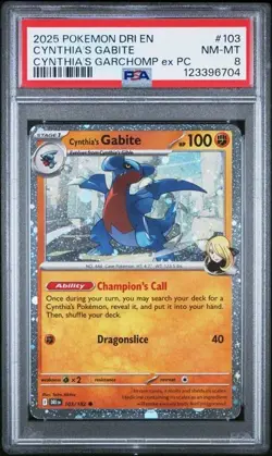 2025 Pokemon DRI EN Cynthia's Gabite Cosmos Holo #103 103/182 PSA 8 NM-MT Promo - Image 1