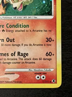 Pokemon Arcanine Lv. 53 Holo 1/111 Platinum Rising Rivals Holo 2009 Nm(-) - Image 4