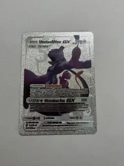 Mewtwo & Mew GX Silver Foil Fan Art Premium Collector Pokemon Card 71/236 - Image 1