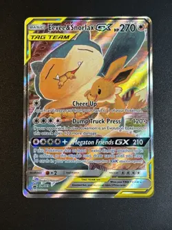 Pokemon Eevee & Snorlax GX SM169 Black Star Promo Tag Team Alt Art NM+ - Image 1