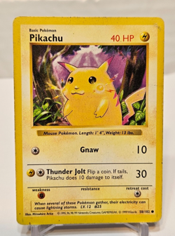 Pikachu 58/102 Common SHADOWLESS 99 Base Set Pokemon 1239 - Image 1