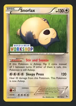 Snorlax 80/106 Build a Bear Workshop Promo Pokemon TCG - Image 1