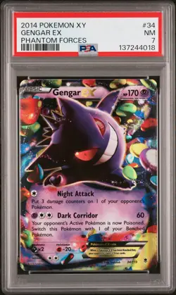 137244018 Gengar EX 2014 Pokemon XY Phantom Forces #34 PSA 7 - Image 1
