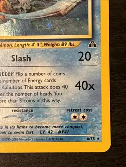 2001 Pokemon TCG Kabutops 6/75 Neo Discovery Holo Rare Lp(+) - Image 4