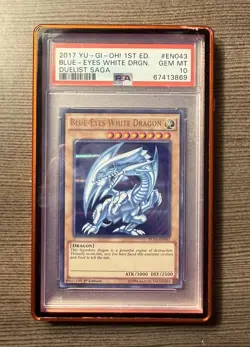 2017 Yu-Gi-Oh! 1st Edition Duelist Saga EN043 Blue-Eyes White Dragon PSA 10 - Image 1