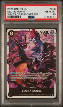 Gecko Moria PSA 10 GEM MINT OP06-086 Wings Of The Captain SR 2023 One Piece - Image 1