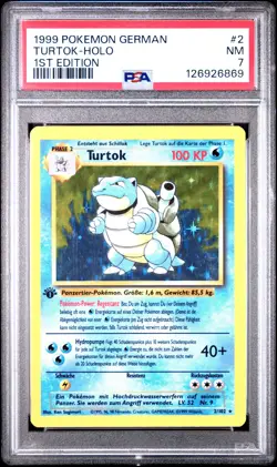 PSA 7 Turtok Holo 1st Edition Pokemon Base Set Blastoise 1999 #2 NM - Image 1