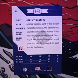 2005 Leaf Limited Gold Spotlight Jeremy Shockey /25 RARE GIANTS LEGEND - Image 2