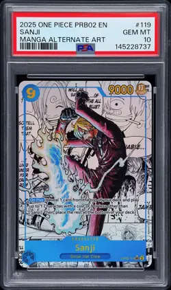 2025 ONE PIECE PRB02-PREM BOOSTER -ONE PIECE CARD THE BEST- VOL.2 SANJI PSA 10 - Image 1