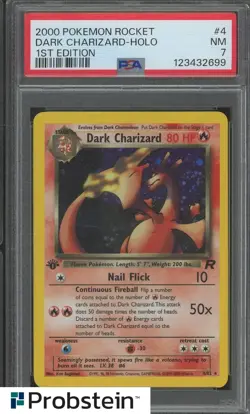 2000 Pokemon Rocket 1st Edition #4 Dark Charizard Holo PSA 7 NM - Image 1