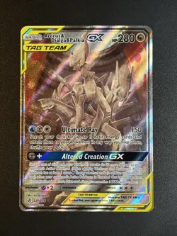 Arceus & Dialga & Palkia GX 221/236 Pokemon Cosmic Eclipse Alt Art Tag Team NM+ - Image 1