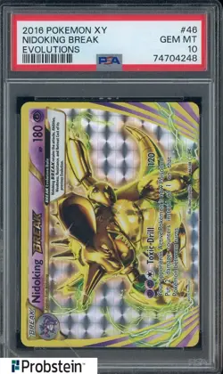 "2016 Pokemon TCG XY Evolutions #46 Nidoking Break PSA 10 GEM MINT Cracked Case - Image 1