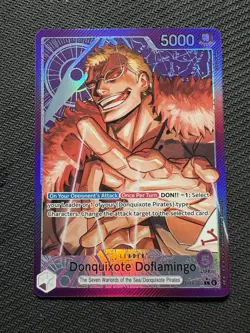 One Piece The Azure Sea’s Seven DONQUIXOTE DOFLAMINGO LEADER ALT ART ENGLISH CCG - Image 1