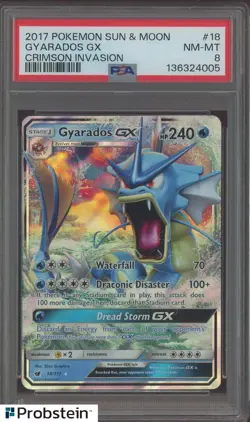 2017 Pokemon Sun & Moon Crimson Invasion #18 Gyarados GX PSA 8 NM-MT - Image 1