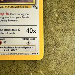 Pokemon TCG Dragonite Fossil Card 4/62 Unlimited Rare MP Condition - Image 3