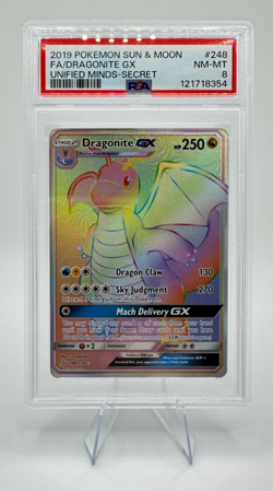 2019 Pokemon S&M Unified Minds DRAGONITE GX #248 | Full Art | Secret | PSA 8 - Image 1