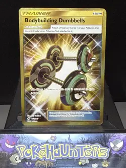 Pokemon Card Bodybuilding Dumbbells 161/147 Burning Shadow Secret Rare LP - Image 1