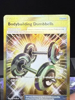 Pokemon Card Bodybuilding Dumbbells 161/147 Burning Shadow Secret Rare LP - Image 2