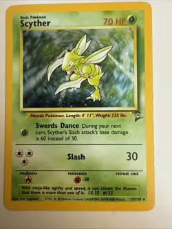 Scyther 17/130 Base Set 2 2000 Holo Rare WOTC Pokemon Card TCG - Image 1