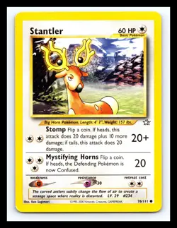 💥 Stantler # 76/111 Neo Genesis Pokemon TCG Vintage Card 2000 - Image 1
