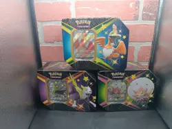 Pokemon TCG Shining Fates Eldegoss, Boltund, & Cramorant Tins *SEALED SET OF 3* - Image 1