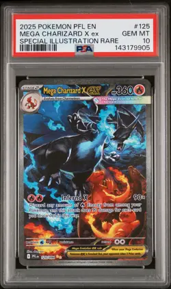 2025 POKEMON PFL EN-PHANTASMAL FLAMES #125 MEGA CHARIZARD X EX PSA 10 - Image 1