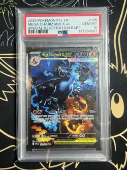 2025 POKEMON PFL SPECIAL ILLUSTRATION RARE #125 MEGA CHARIZARD X EX PSA 10 - Image 1