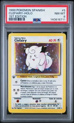 Pokemon PSA 8 NM-MT SPANISH Clefairy 5/102 Base Set 1st Edition 1999 S#0492 - Image 2