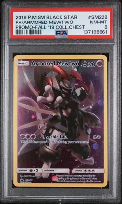 137166661 Armored Mewtwo 2019 Pokemon Sun Moon Promo #SM228 PSA 8 - Image 1