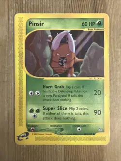 Pinsir 101/147 Common Pokemon Aquapolis Vintage WOTC E Series DMG 2003 - Image 1